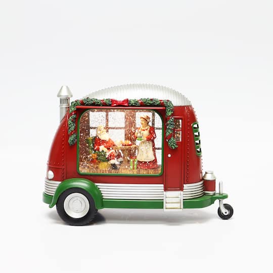 Moments in Time 6.8" Acrylic Camper with Santa & Mrs. Claus Scene Décor